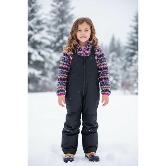 All In Motion Kids bibbed Snow One piece Zip Front Overalls Sz6/6X Black NWT - Picture 1 of 12
